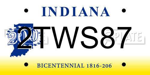 2TWS87 Indiana License Plate