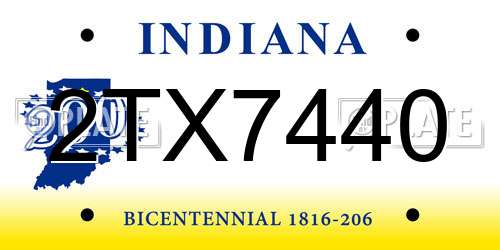2TX7440 Indiana License Plate