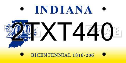 2TXT440 Indiana License Plate