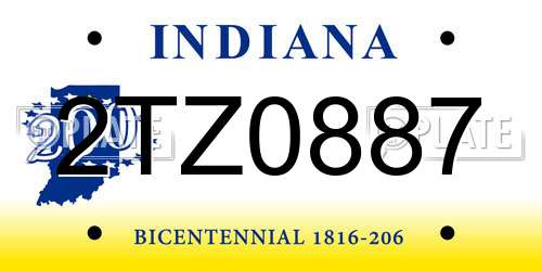 2TZ0887 Indiana License Plate