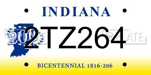 2TZ264 Indiana License Plate