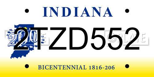 2TZD552 Indiana License Plate