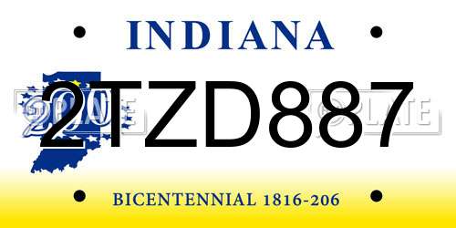 2TZD887 Indiana License Plate
