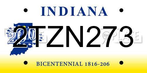 2TZN273 Indiana License Plate