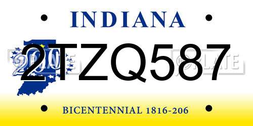 2TZQ587 Indiana License Plate