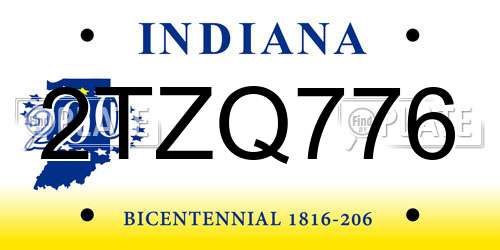 2TZQ776 Indiana License Plate