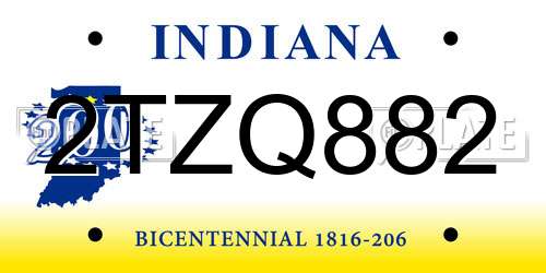 2TZQ882 Indiana License Plate