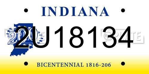 2U18134 Indiana License Plate