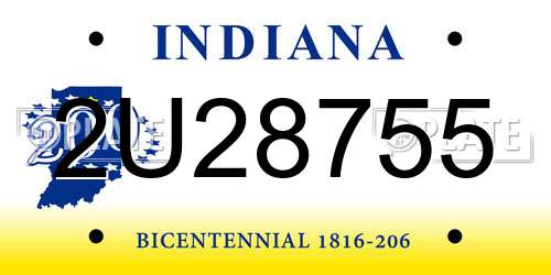 2U28755 Indiana License Plate