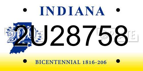 2U28758 Indiana License Plate