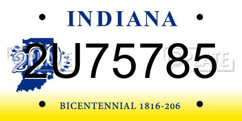 2U75785 Indiana License Plate