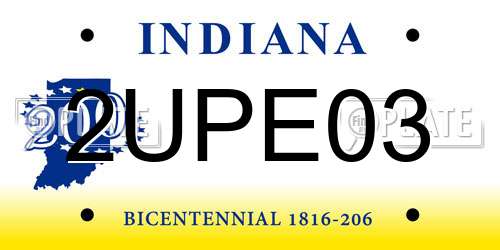 2UPE03 Indiana License Plate