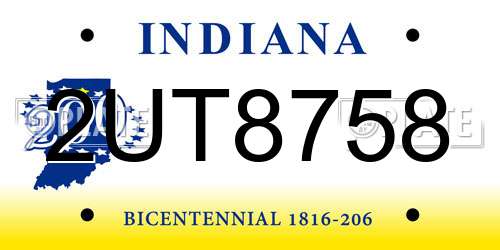 2UT8758 Indiana License Plate