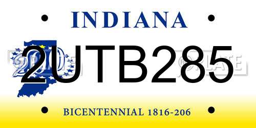 2UTB285 Indiana License Plate