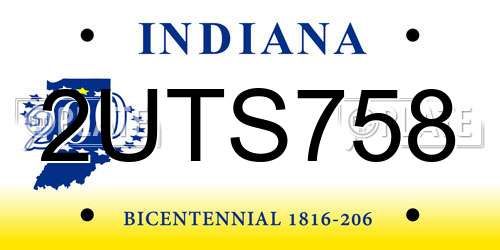 2UTS758 Indiana License Plate
