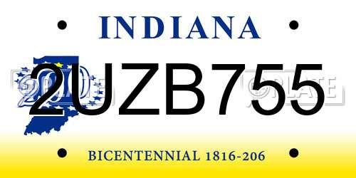 2UZB755 Indiana License Plate