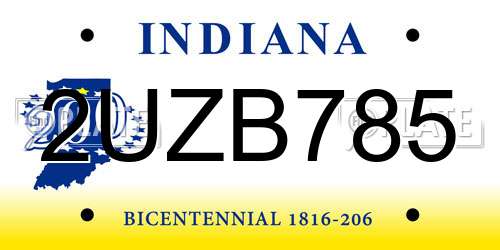 2UZB785 Indiana License Plate