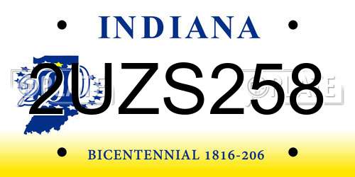 2UZS258 Indiana License Plate