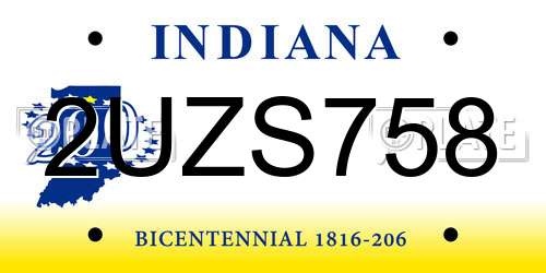 2UZS758 Indiana License Plate