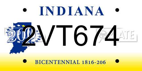 2VT674 Indiana License Plate