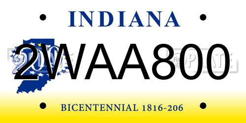 2WAA800 Indiana License Plate