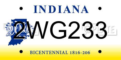2WG233 Indiana License Plate