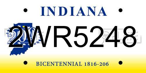 2WR5248 Indiana License Plate