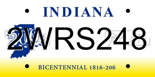 2WRS248 Indiana License Plate