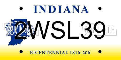 2WSL39 Indiana License Plate