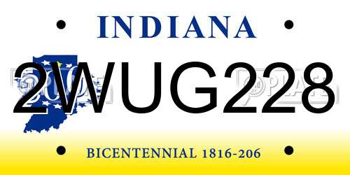 2WUG228 Indiana License Plate