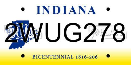 2WUG278 Indiana License Plate