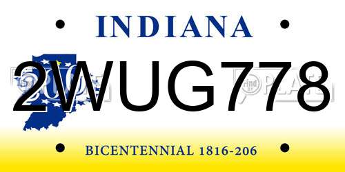 2WUG778 Indiana License Plate