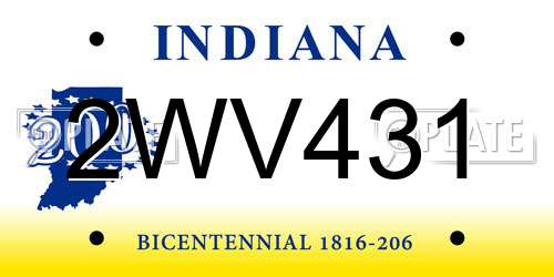 2WV431 Indiana License Plate