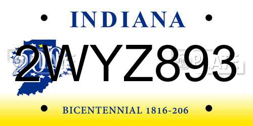 2WYZ893 Indiana License Plate