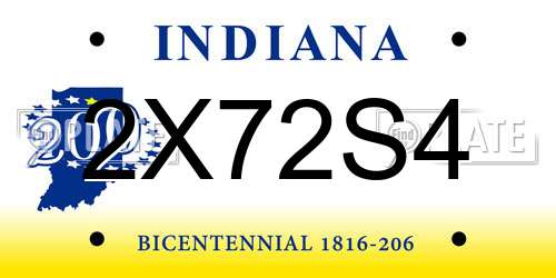 2X72S4 Indiana License Plate