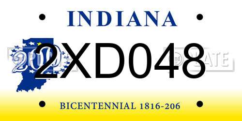 2XD048 Indiana License Plate
