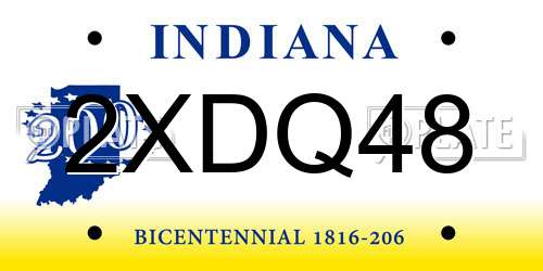 2XDQ48 Indiana License Plate