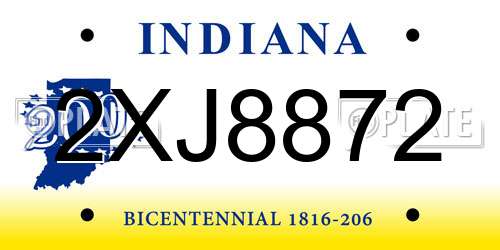 2XJ8872 Indiana License Plate