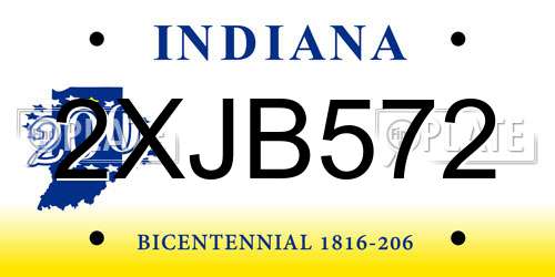 2XJB572 Indiana License Plate