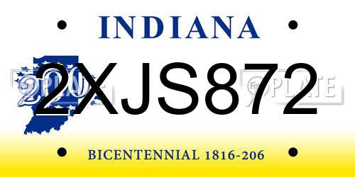 2XJS872 Indiana License Plate