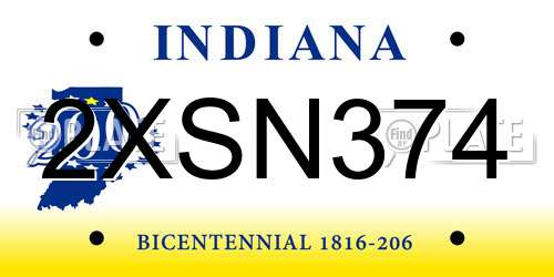 2XSN374 Indiana License Plate
