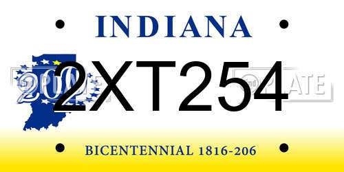 2XT254 Indiana License Plate