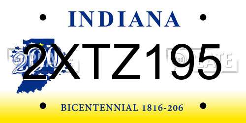 2XTZ195 Indiana License Plate