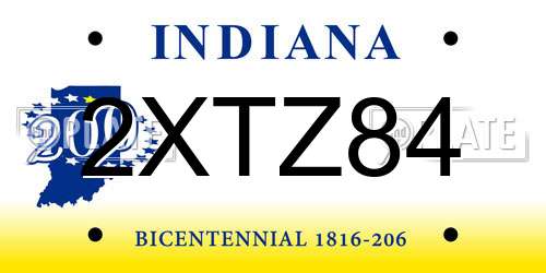 2XTZ84 Indiana License Plate