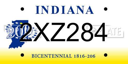 2XZ284 Indiana License Plate