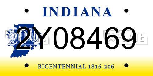 2Y08469 Indiana License Plate