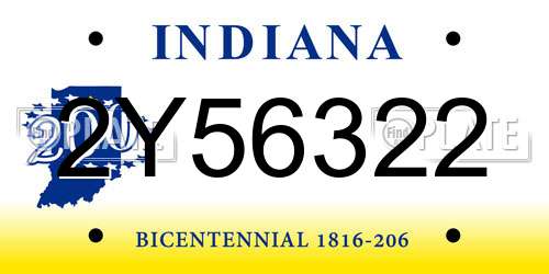 2Y56322 Indiana License Plate