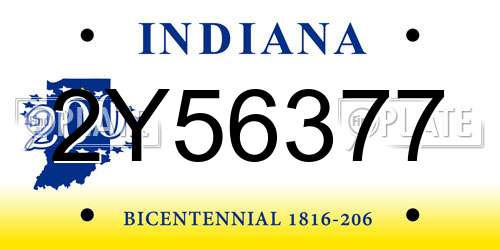2Y56377 Indiana License Plate