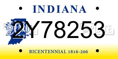 2Y78253 Indiana License Plate