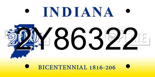 2Y86322 Indiana License Plate